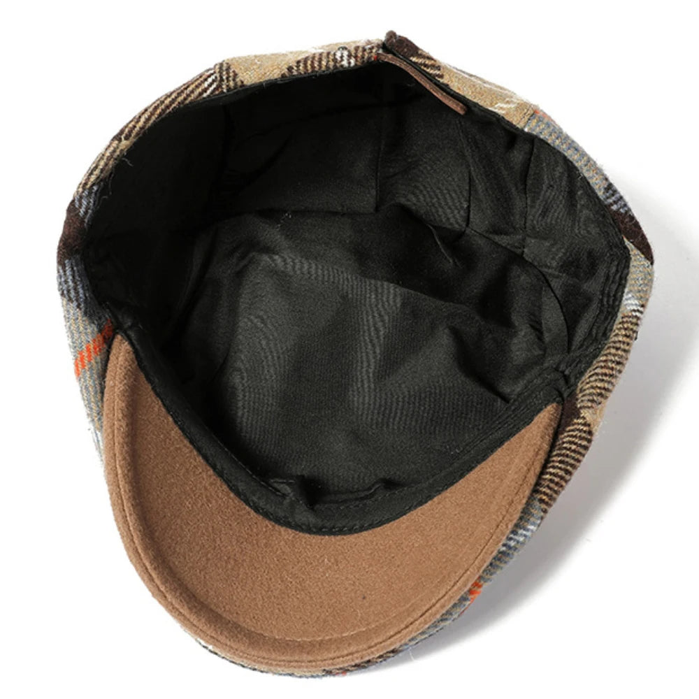 Winter Wool Plaid Cabbie Beret Caps