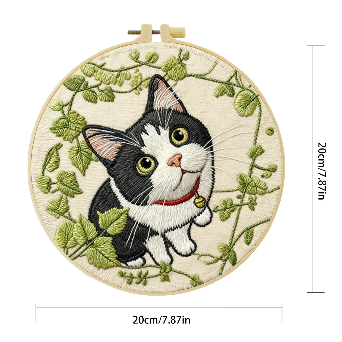 Cat in Ivy DIY Embroidery Kit for Beginners