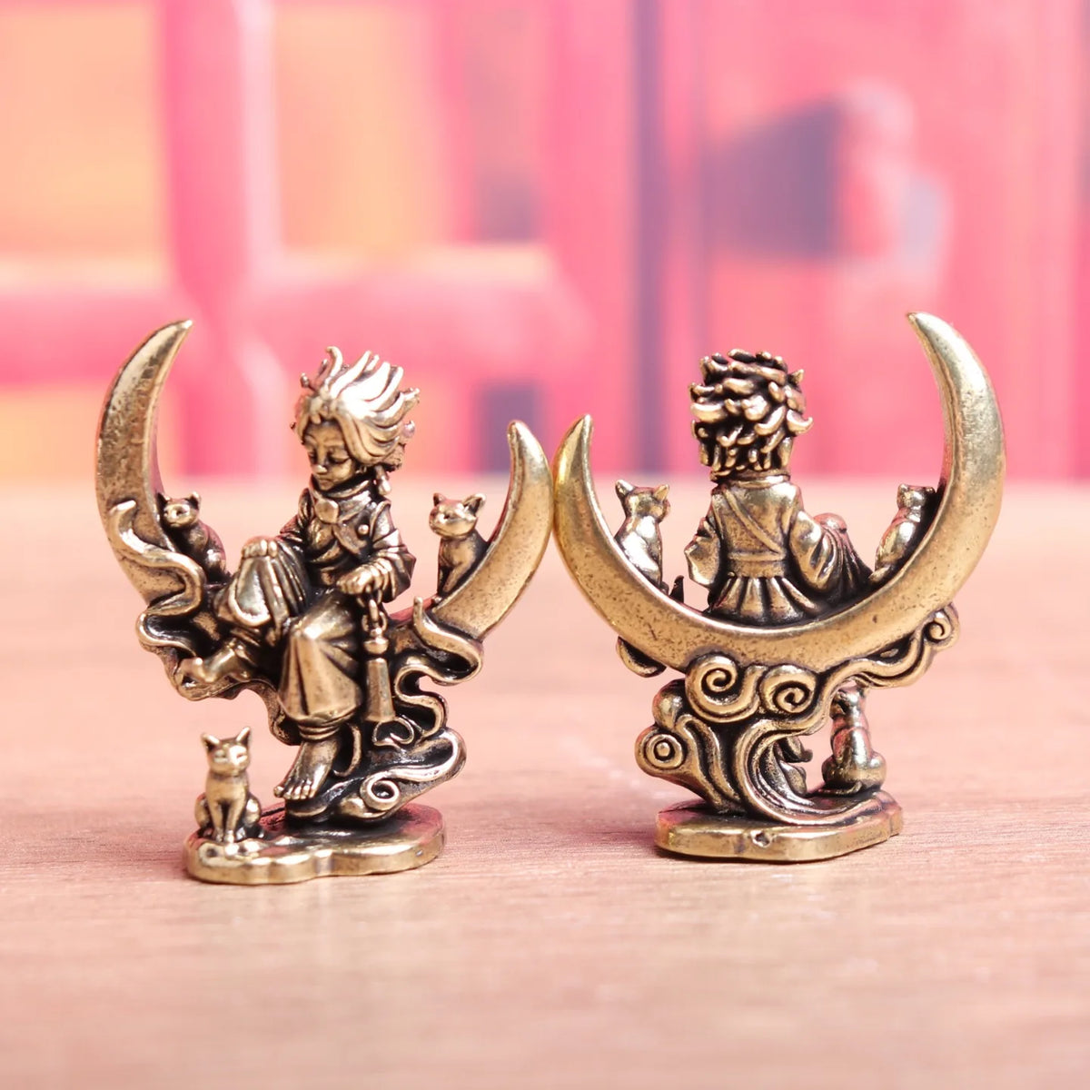 Little Prince Moon Brass Figurine Tea Pet
