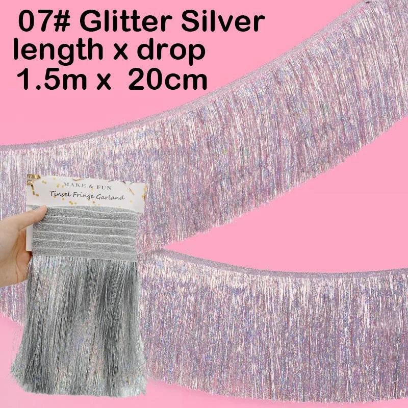 1.5m Gorgeous Fringe Tassel Banner Party Foil Garlands Wall Ceiling Decoration