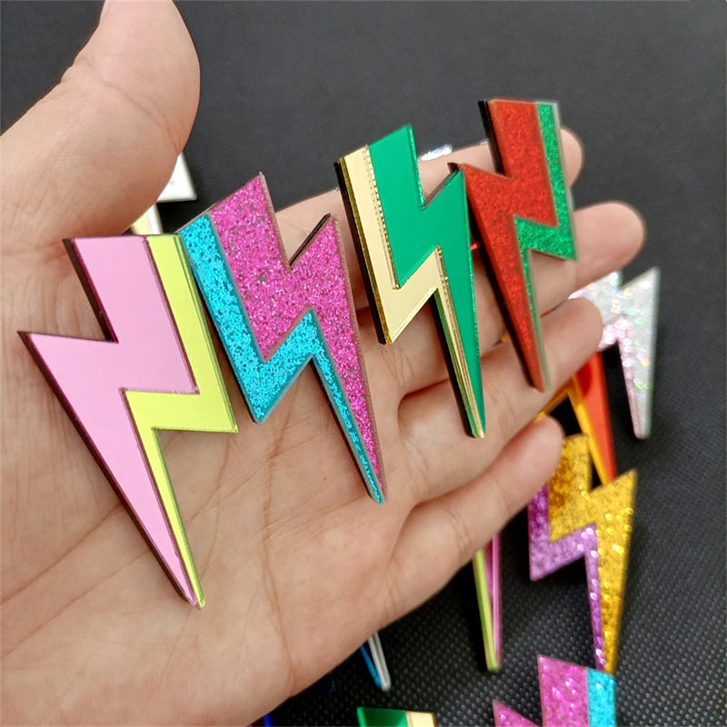 Glitter Lightning Flash Acrylic Stud Earrings