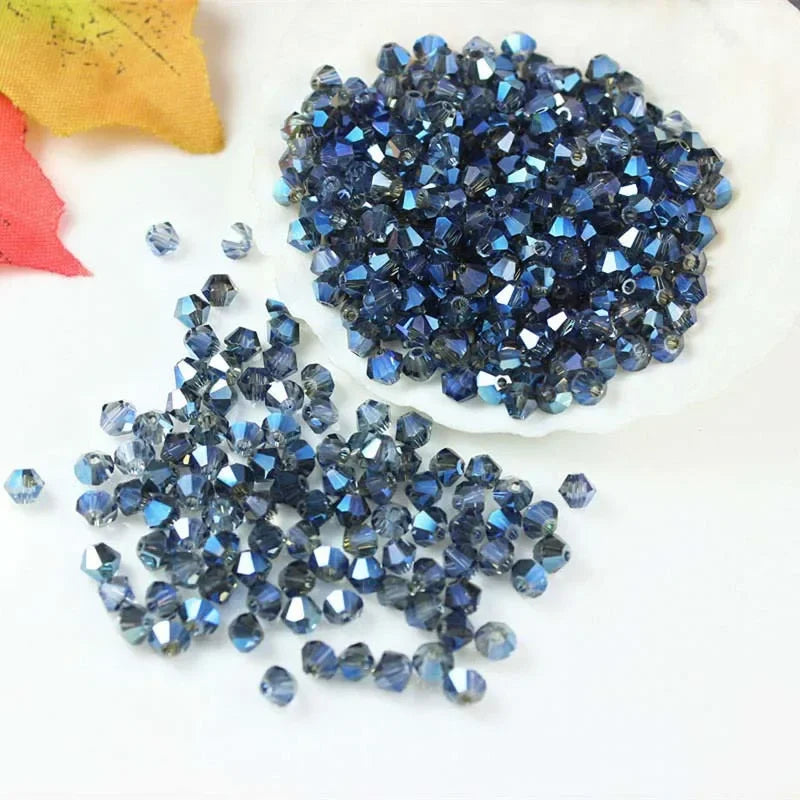 3/4/6mm Rainbow Austria Bicone Crystal Beads AB Colour Faceted Glass Beads for DIY Jewellery Making
