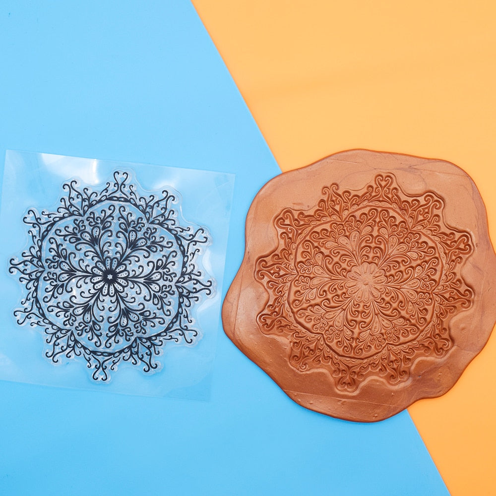 9cm Mandala Pottery Polymer Clay Texture Sheets Embossing Stamp