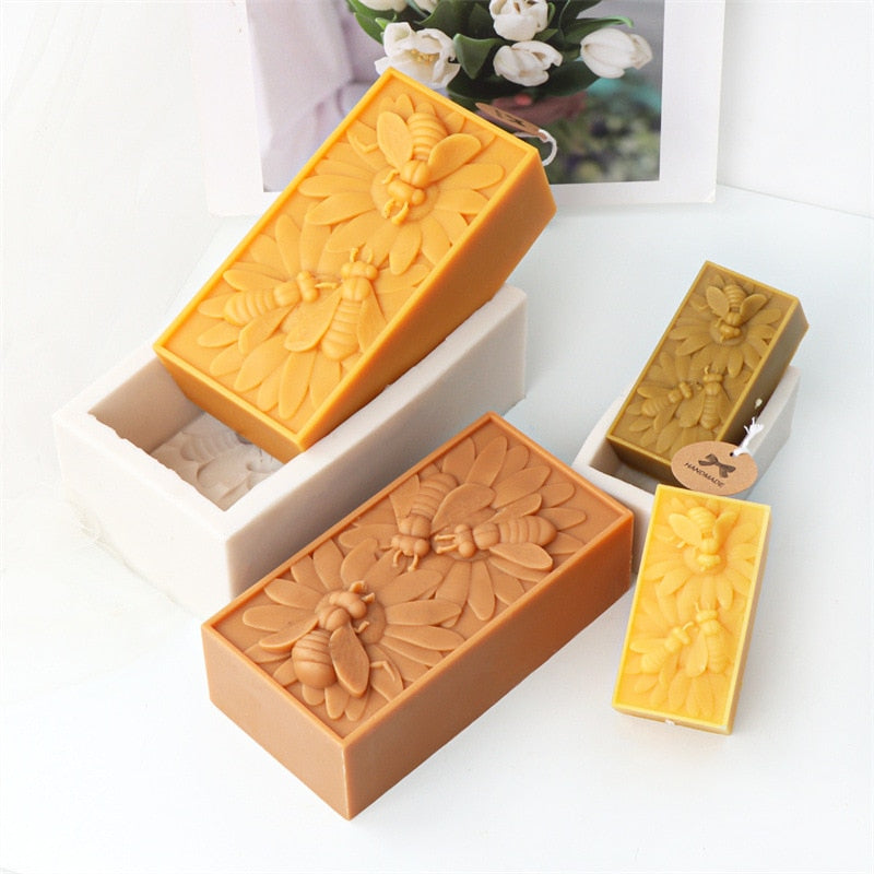 Bee Flower Silicone Mould DIY Soap Resin Baking Plaster Candle Making Moulds