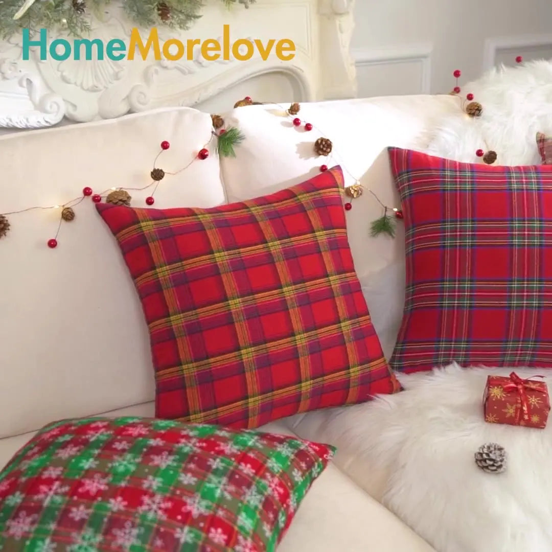 Christmas Plaid Cushion Pillow Covers Plush Pillows for Couch Sofa Living Room Decoration Nordic Home Decor