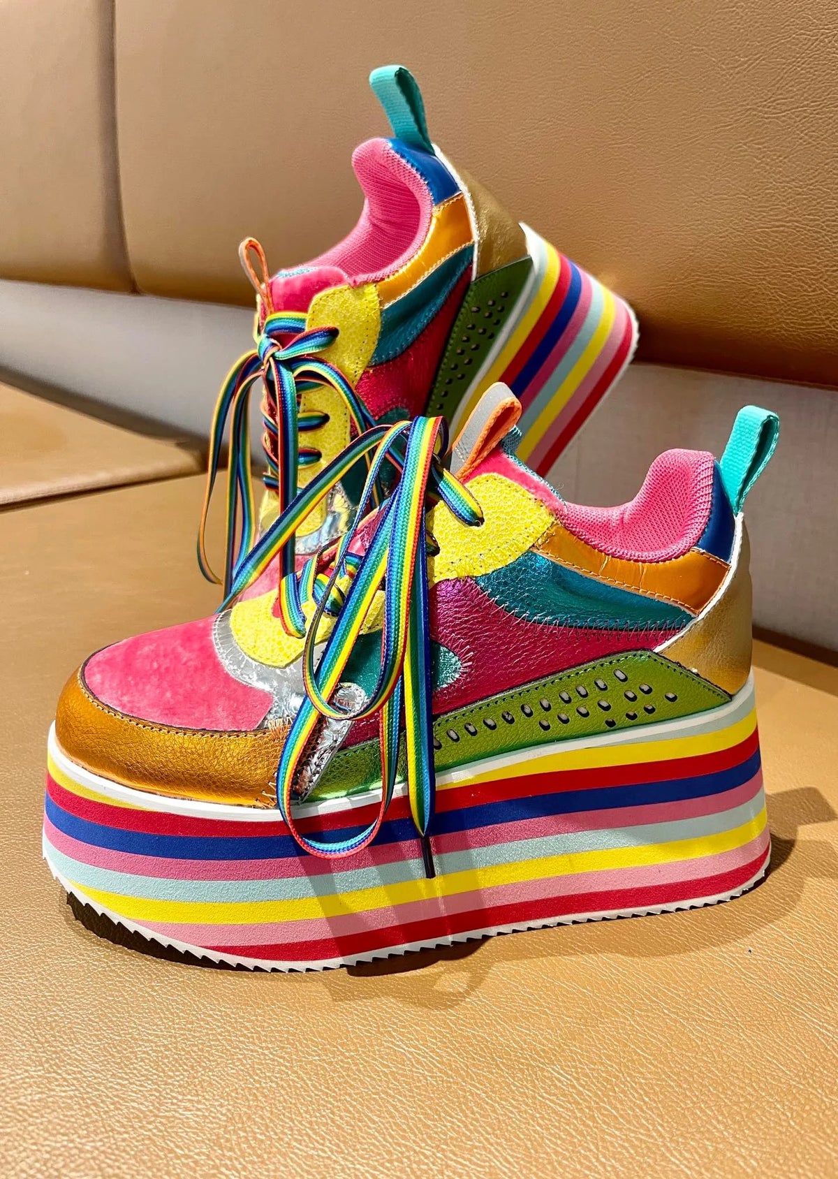 Rosie's Rainbow Sneakers Chunky Platform Shoes
