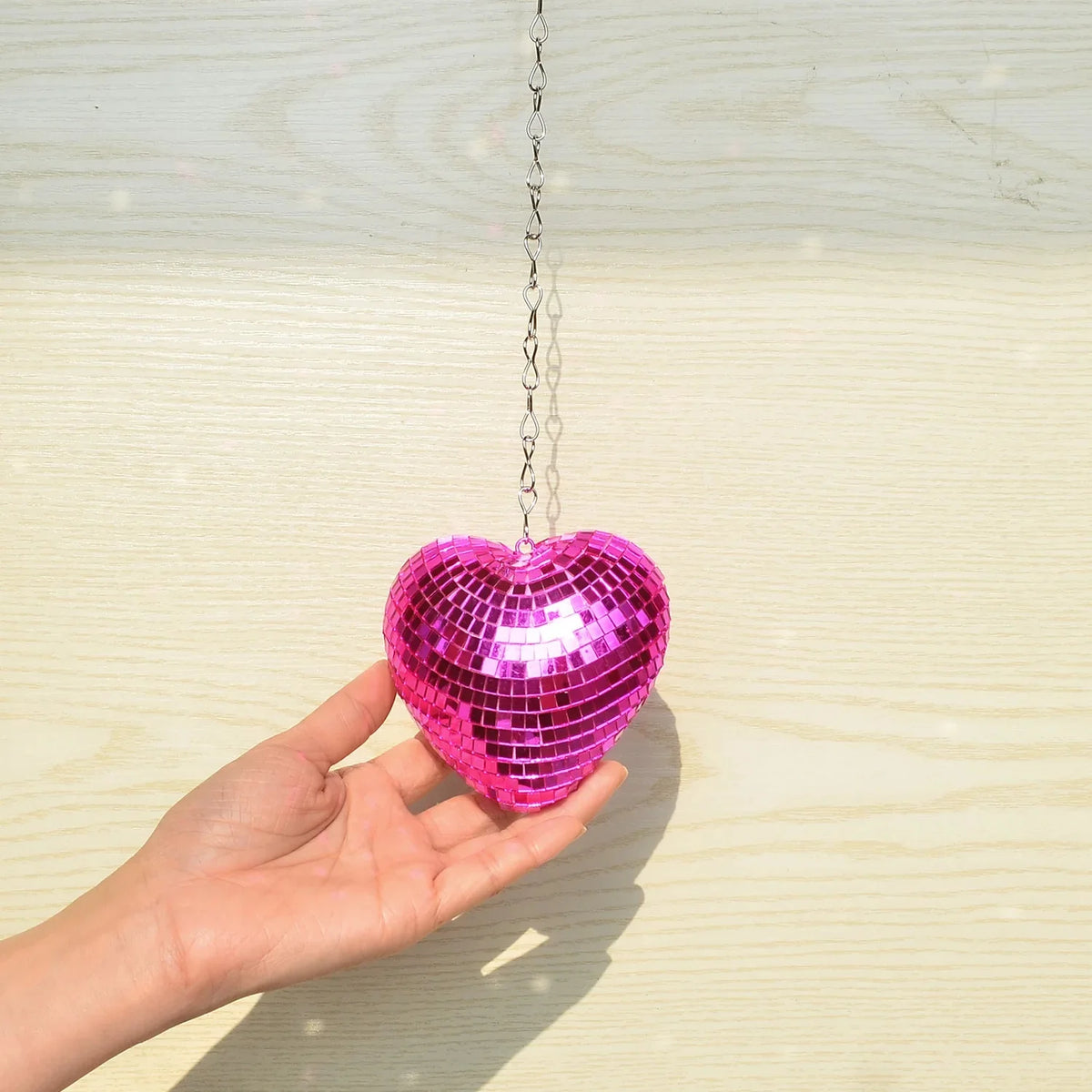Love Heart Disco Ball Hanging Decoration with Chain