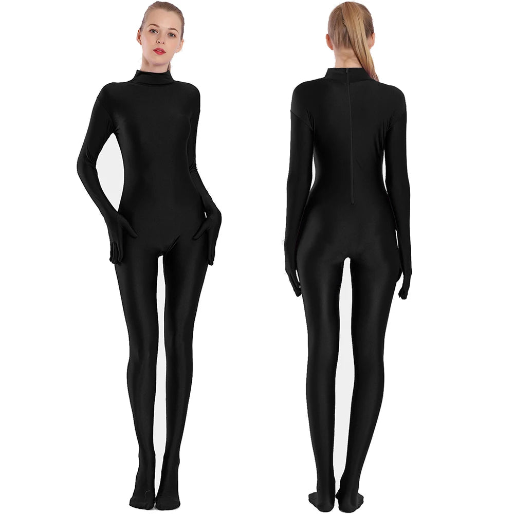 Cat Burglar Adult Spandex Full Body Zentai Footed Jumpsuit Unisex Bodysuit Unitard Halloween Costume