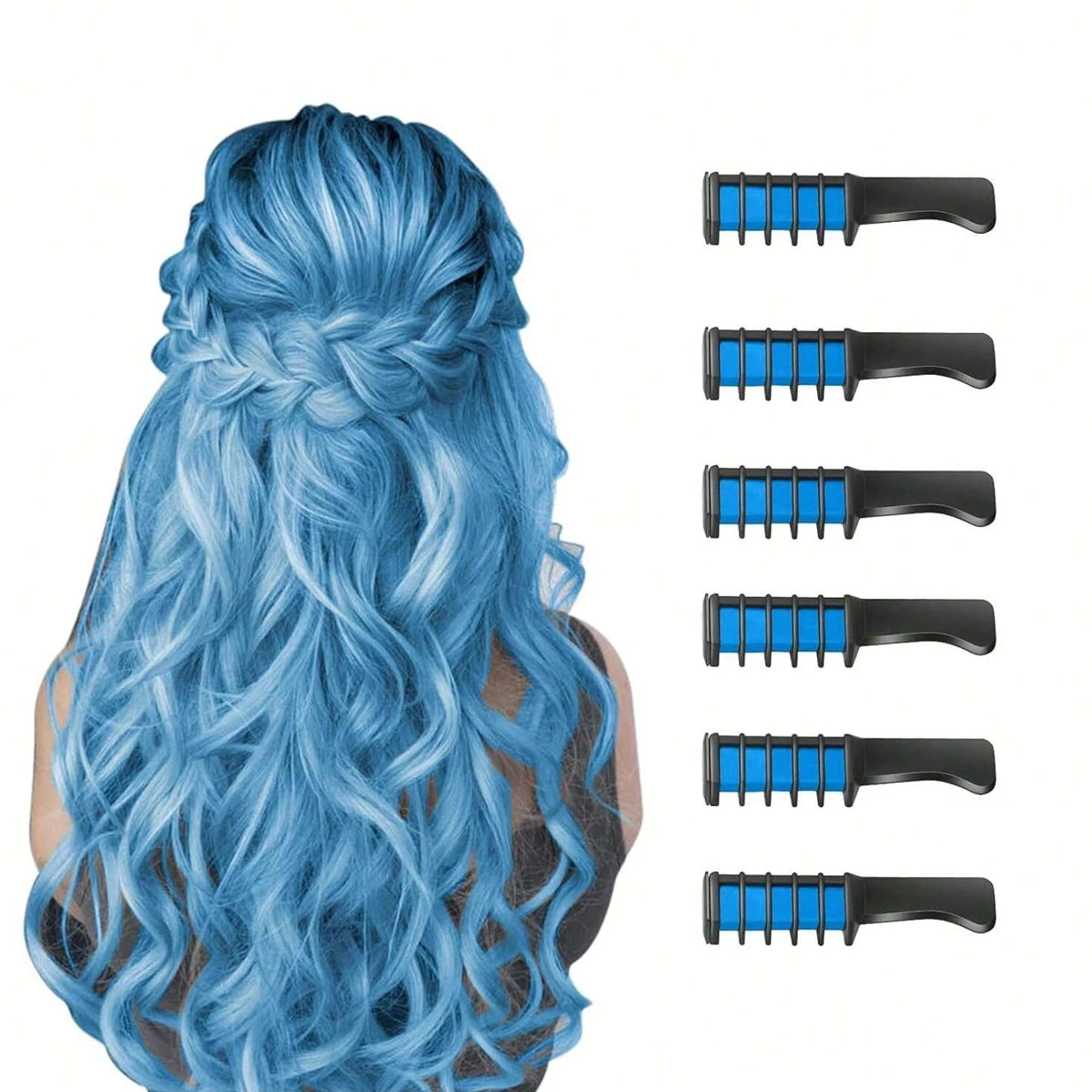 Sets of 6 Hair Chalk Combs Temporary Hair Colour Washable Hair Dye