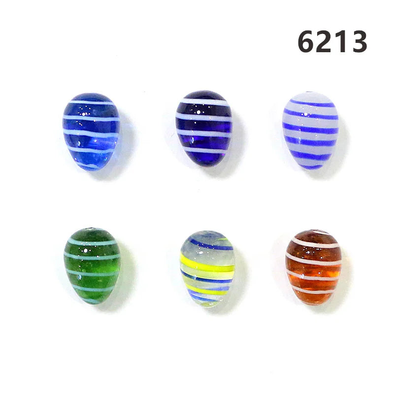 Six Mini Murano Glass Easter Eggs Handmade Oval Glass Decor