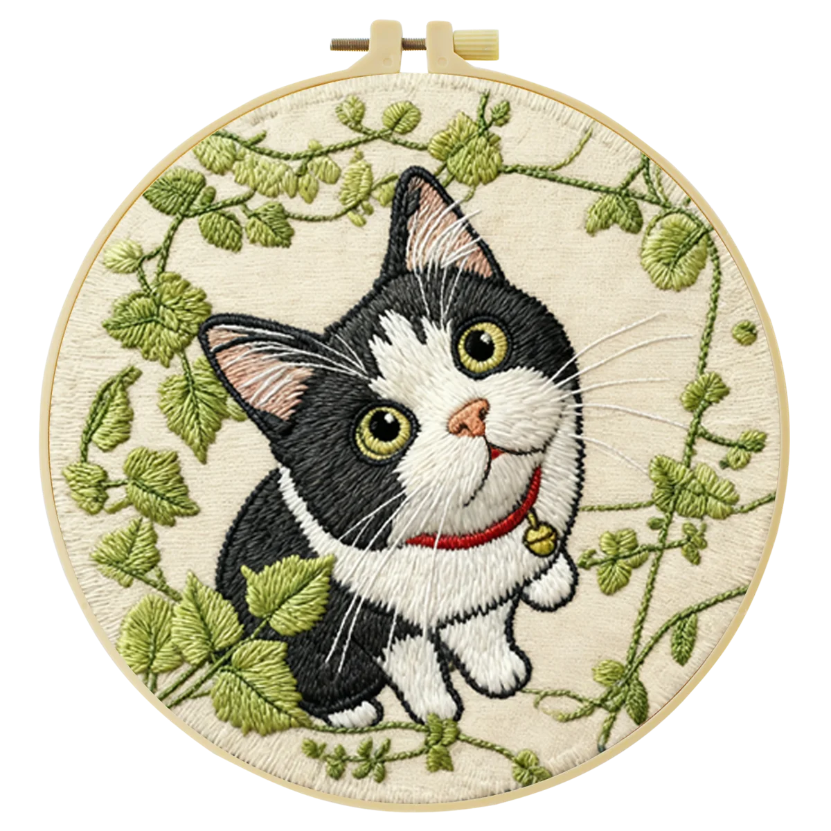 Cat in Ivy DIY Embroidery Kit for Beginners