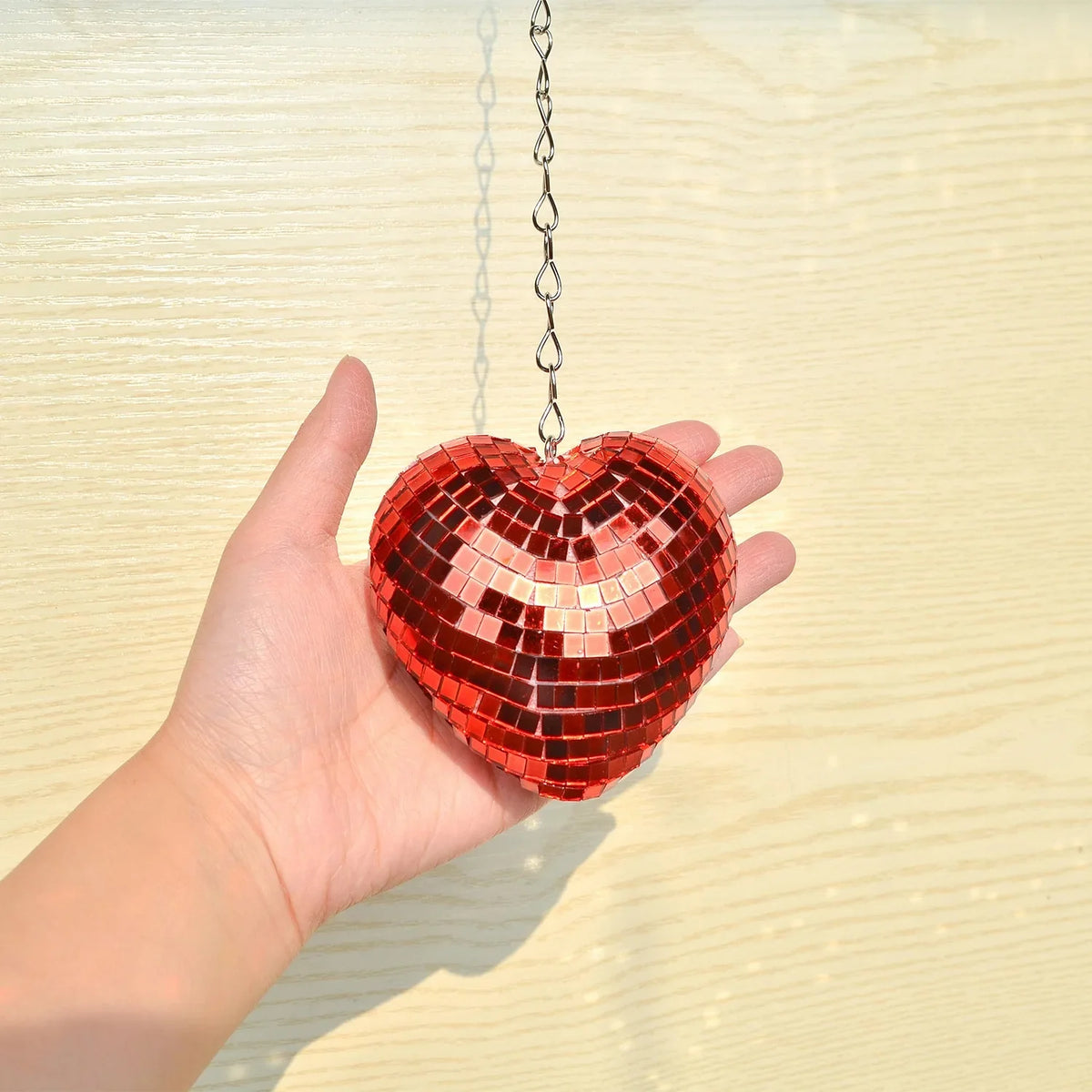 Love Heart Disco Ball Hanging Decoration with Chain