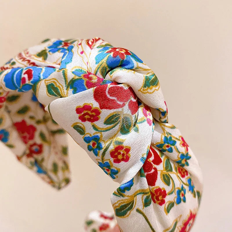 Bohemian Floral Satin Knot Headbands