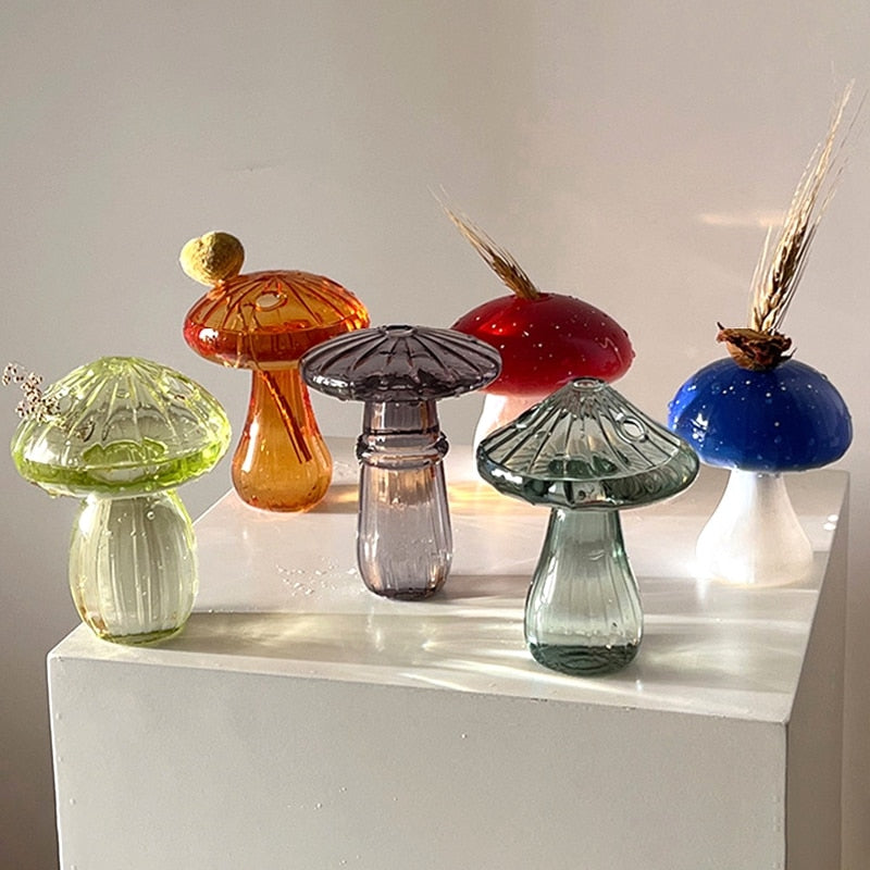 Mushroom Glass Vase Plant Hydroponic Terrarium Vase