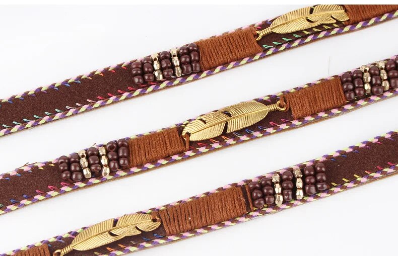 Golden Feather Hat Bands Hand-Wound Hat Belt