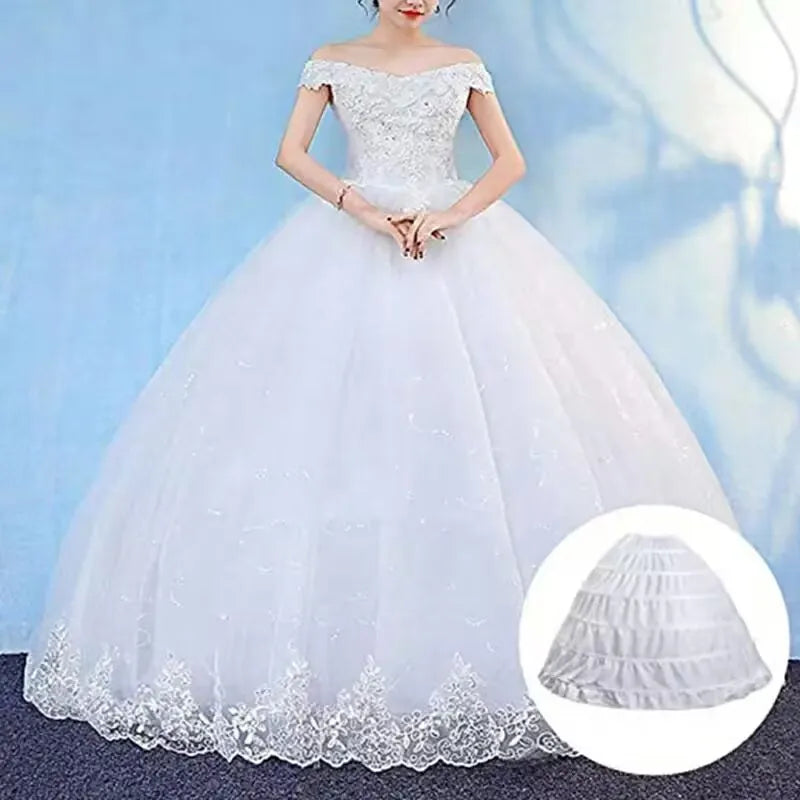 6 Hoop Crinoline Long Wedding Petticoat Ball Gown Dress Black White Red Underskirt Skirt