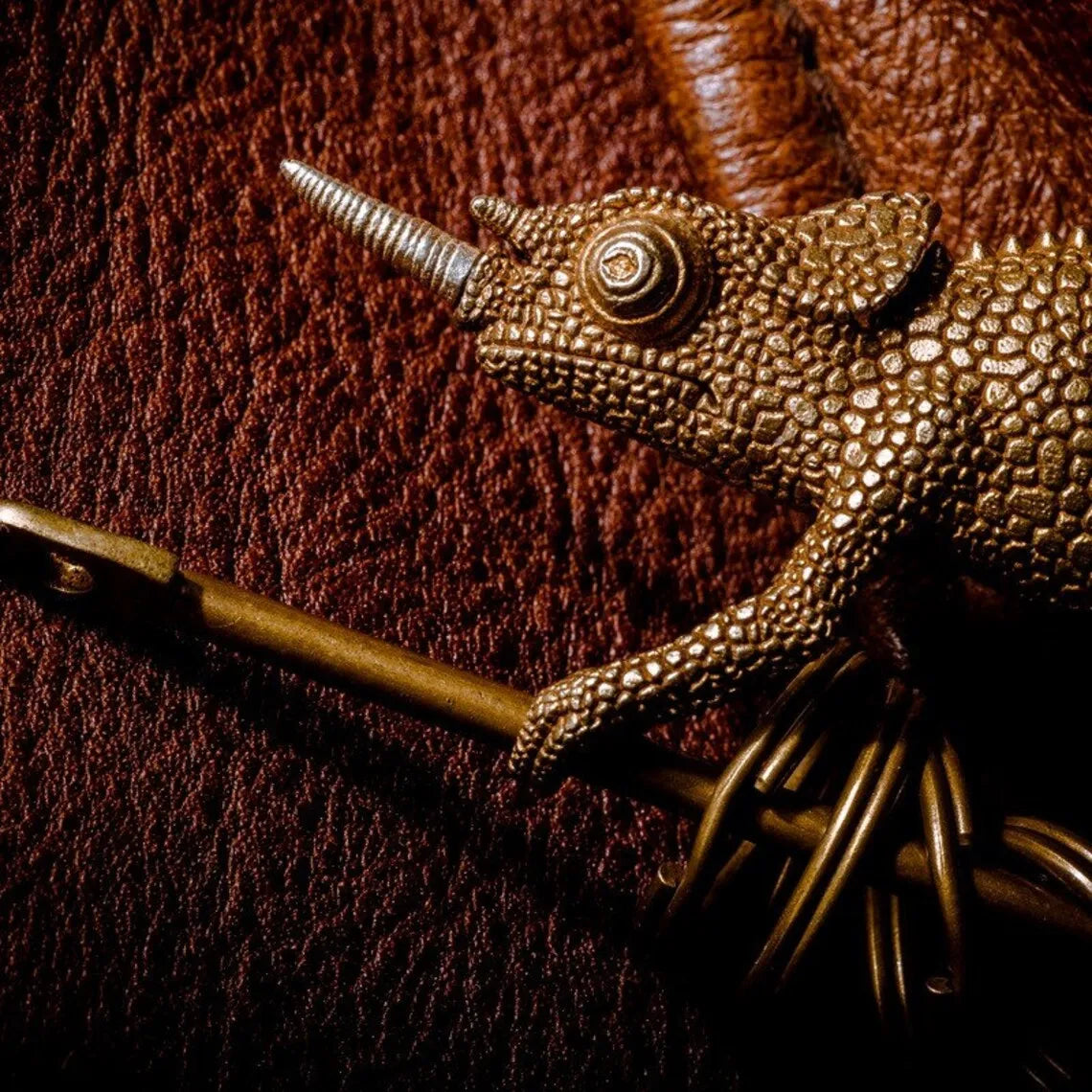 Brass Jackson's Chameleon Keychain