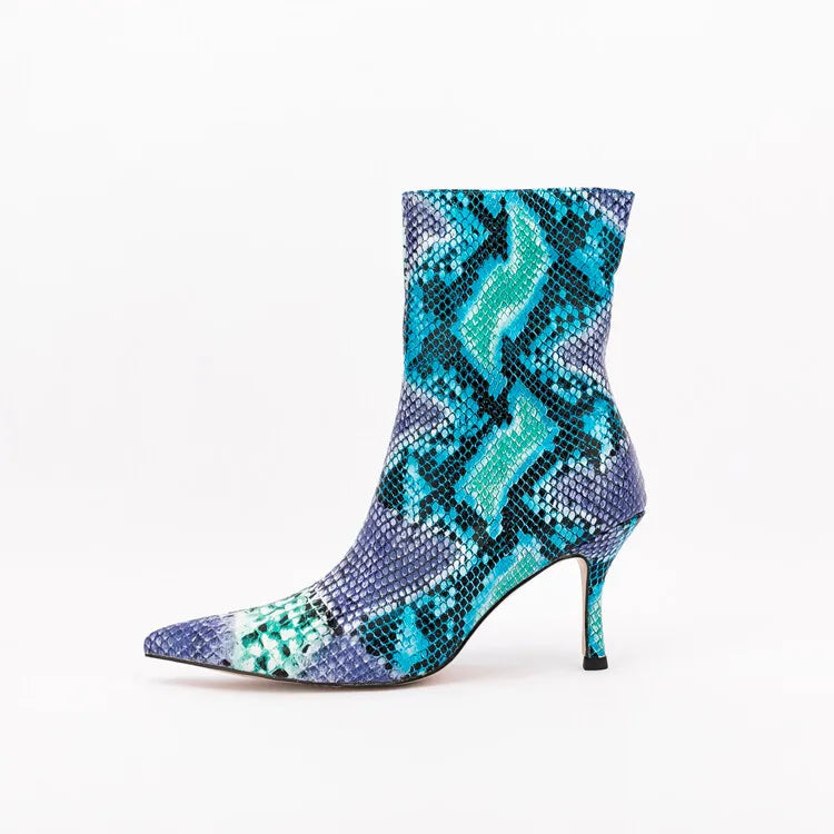Sssseriously Ssssasssy Sssshort Boots Black Red Snake Ankle Boots