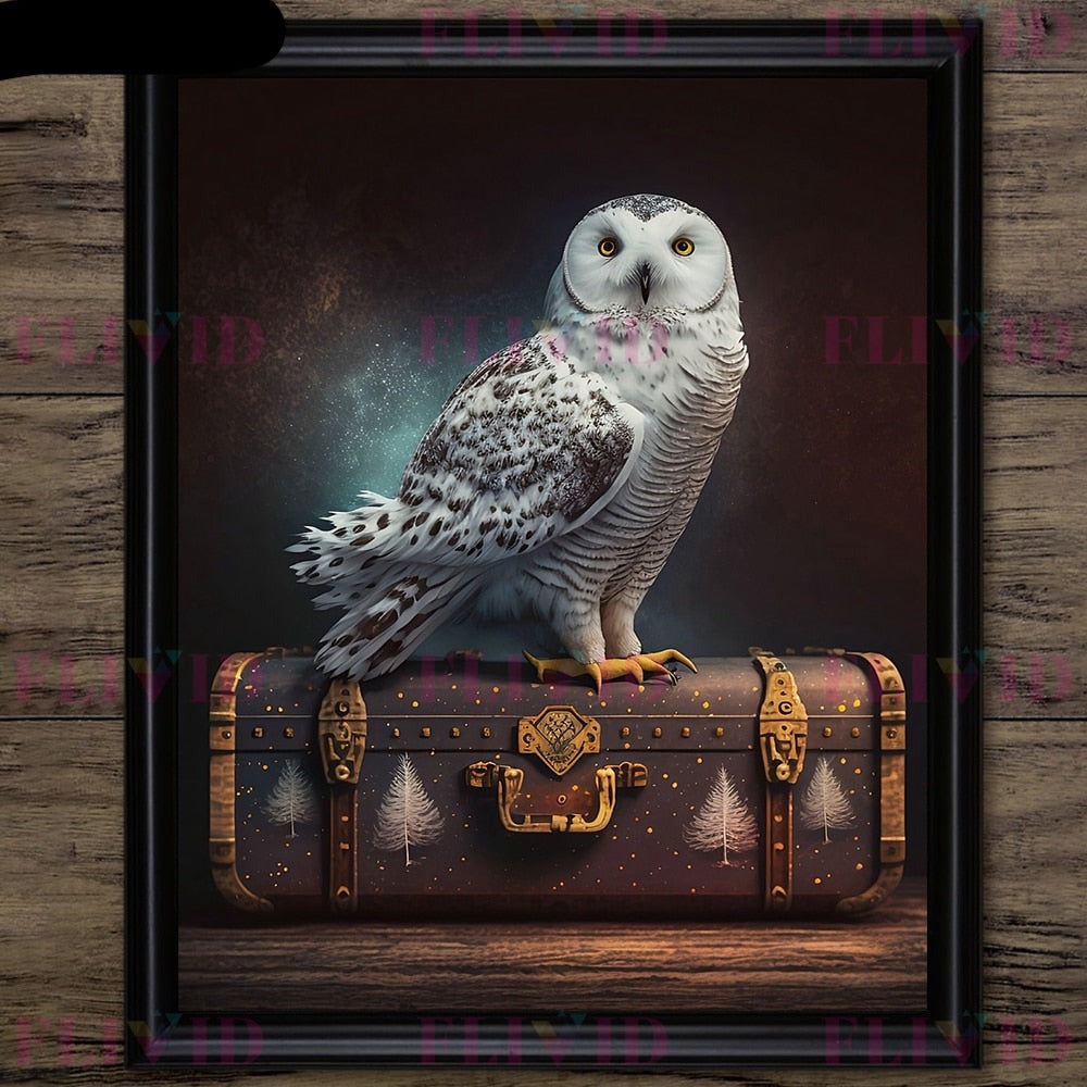 Black Raven And Magical Owl Gothic Wall Art Canvas Poster Prints Home Decor