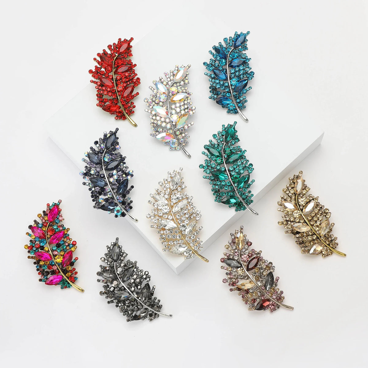 Feather Glass Brooches