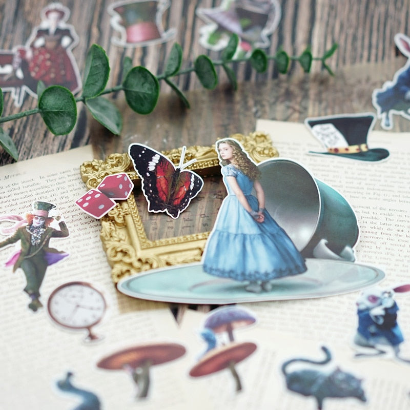 Vintage Alice In Wonderland Theme Scrapbooking Stickers