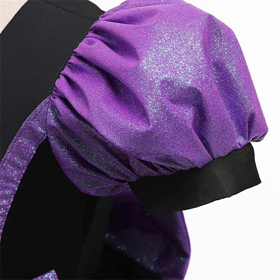 Halloween Bat Cosplay Purple Orange Witch Dress for Girls Children's Costumes