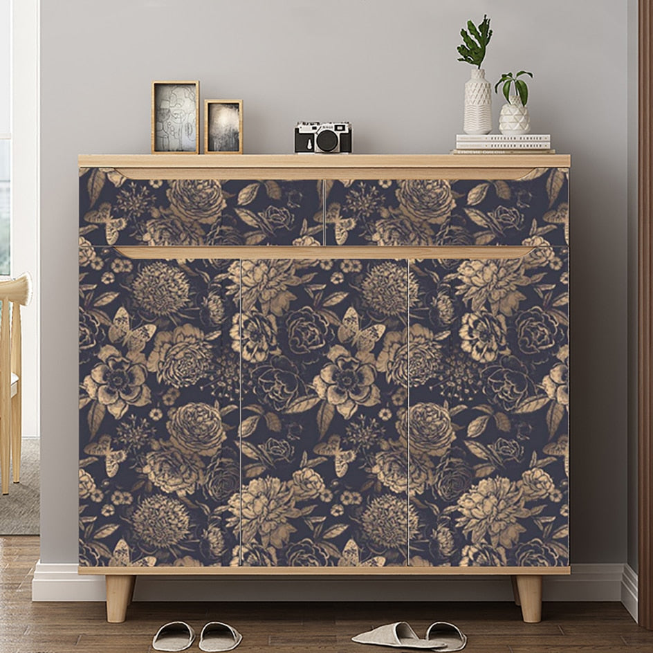 Ink Floral Self Adhesive Wallpaper Black Flower Removable Peel and Stick Wallpaper