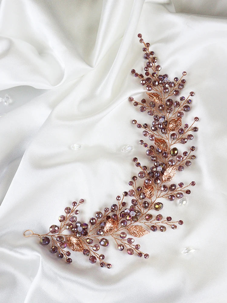 Purple Crystal Bridal Headdress Hair Accessories