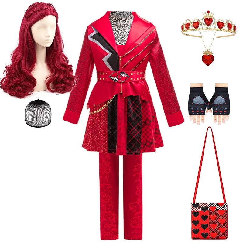 Descendants Cosplay Red Pink Chloe Kids Clothes Halloween Book Week Costumes