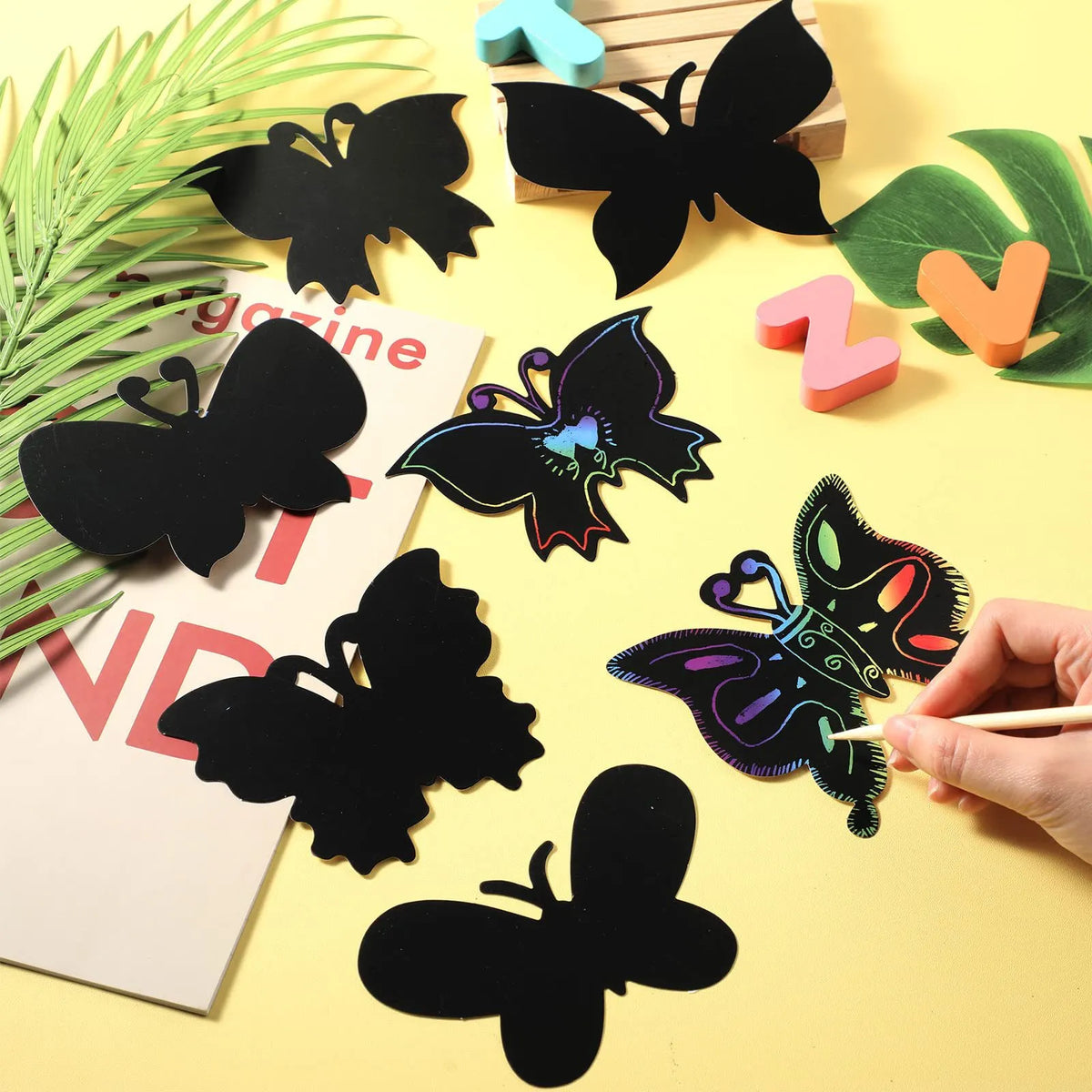 Set of 12 Magic Scratch Art Butterfly Scratch Drawing Cards