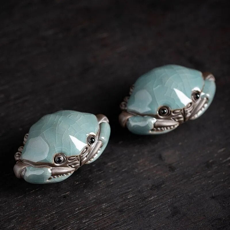 Kiln Cracked Glaze Crab Tea Pet Handmade Tea Ceremony Decoration