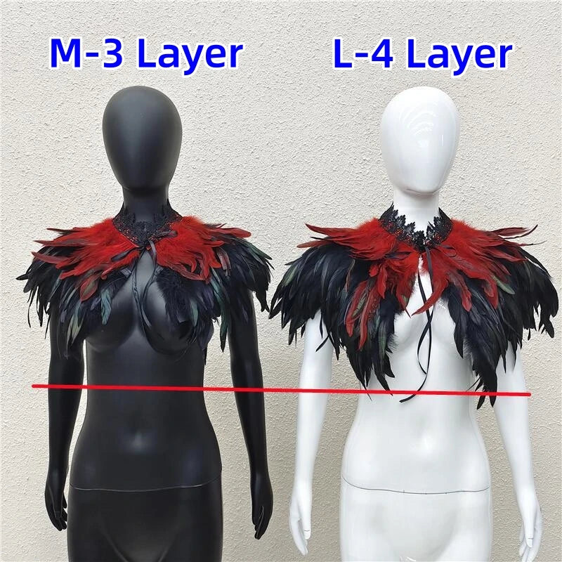 Gothic Feather Shawl Neck Collar Crow Costume Maleficent Cosplay