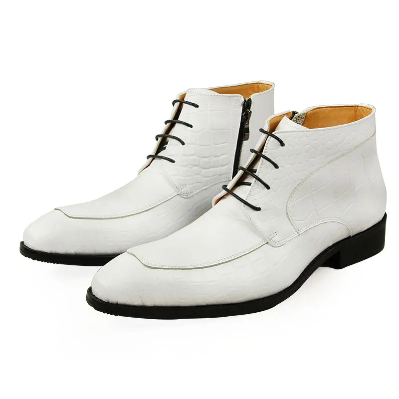 Gator Boots Pointed Toe Mens Genuine Leather Shoes White Purple Green