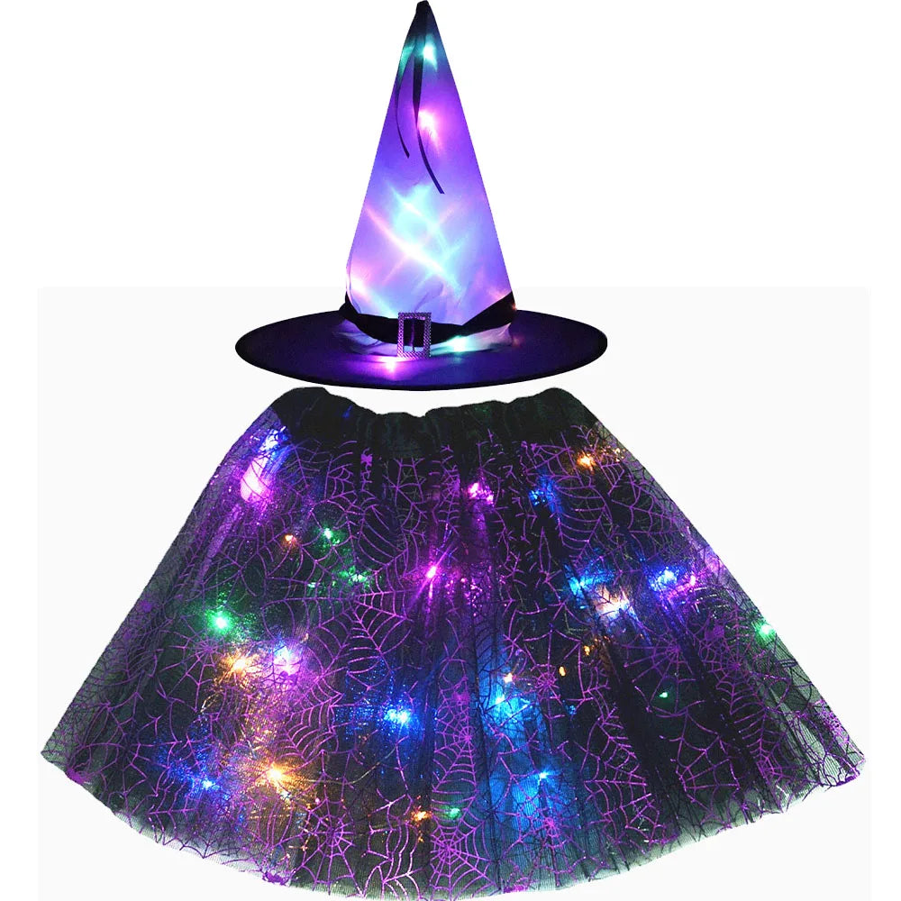 LED Witch Stars Tutu Skirt Glow Party Costumes Halloween