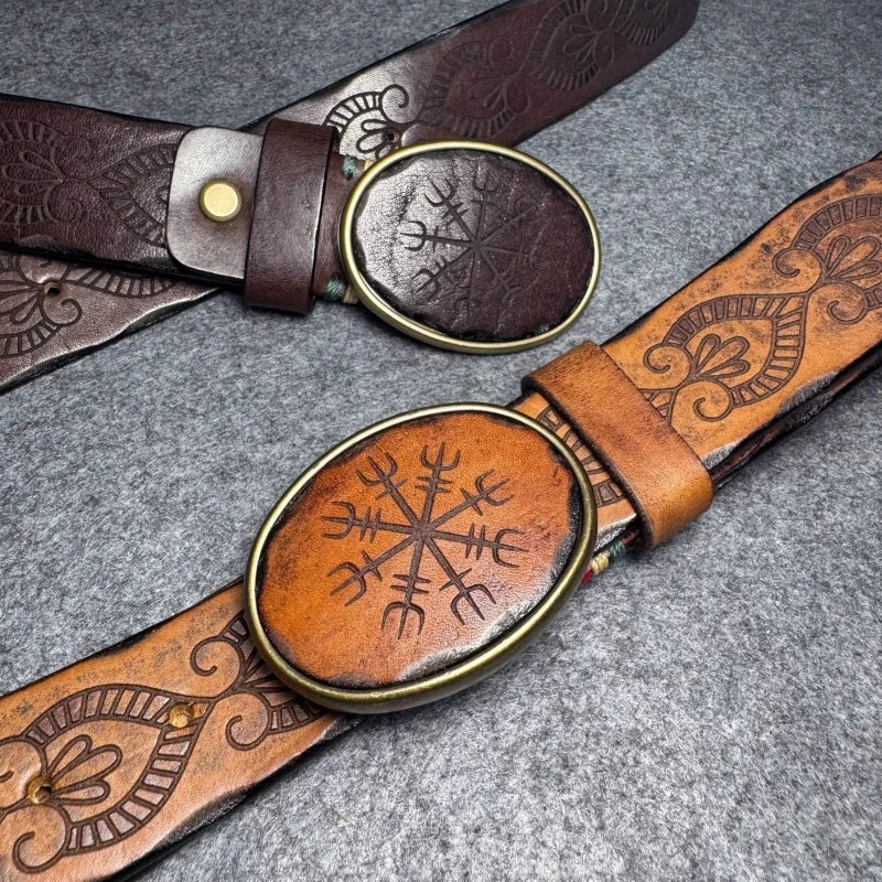 Totem Genuine Leather Men's Belt Thick Cowhide Pure Copper Buckle