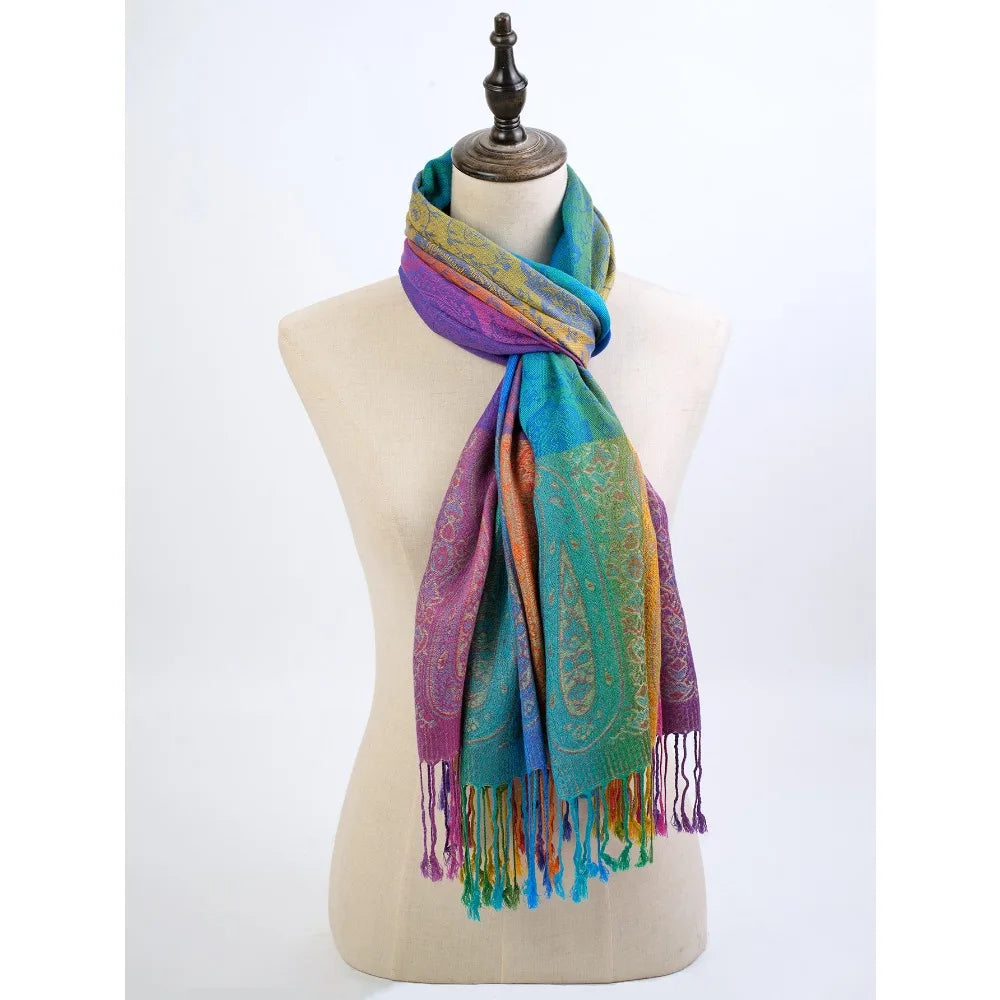 Rainbow Pashmina Scarfs Large Soft Warm Shawl Wrap