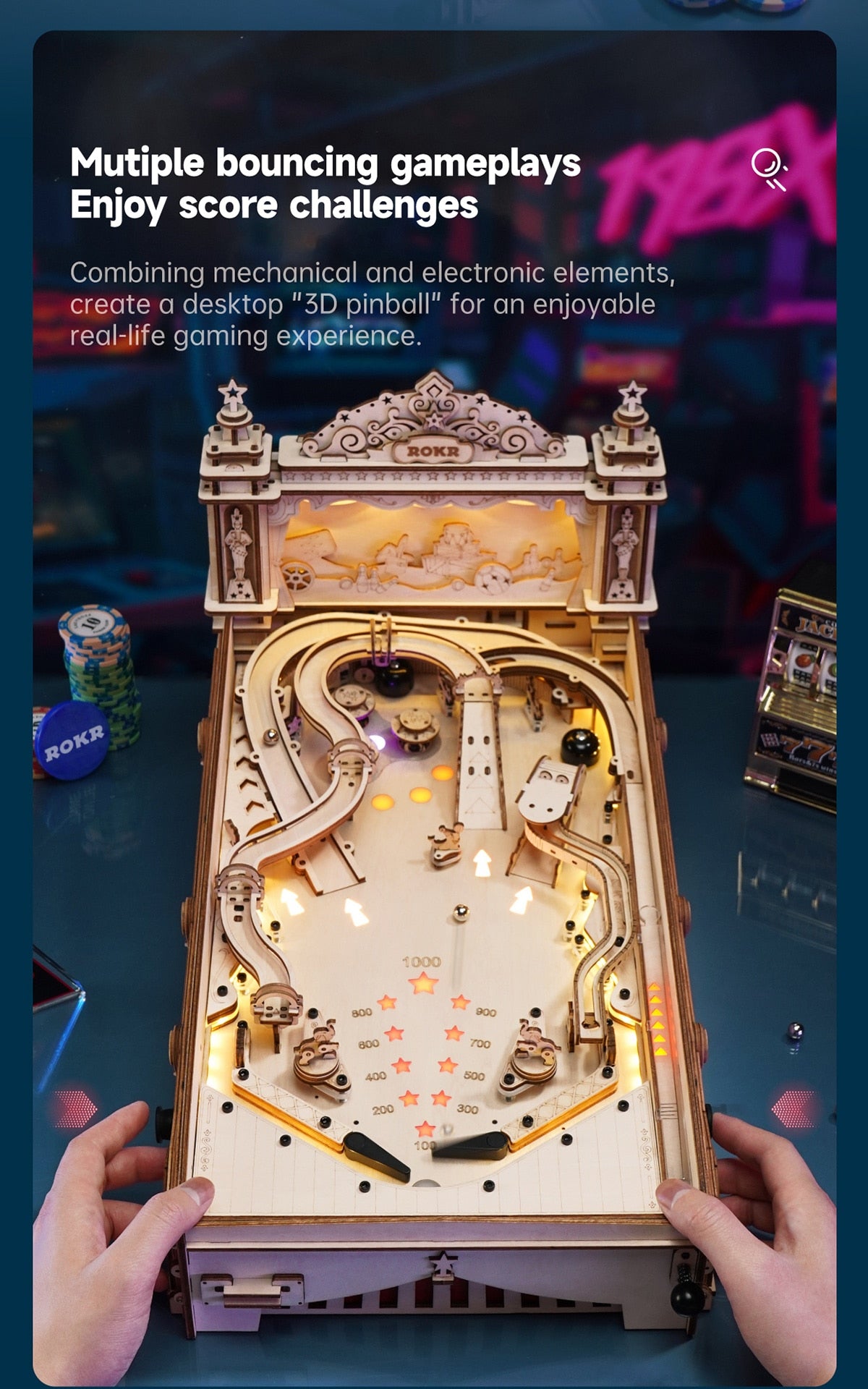 Pinball Machine DIY Wooden Model Kit