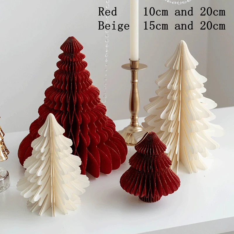 Christmas Paper Honeycomb Decorations Ball Folding Christmas Tree Table 3D Ornaments
