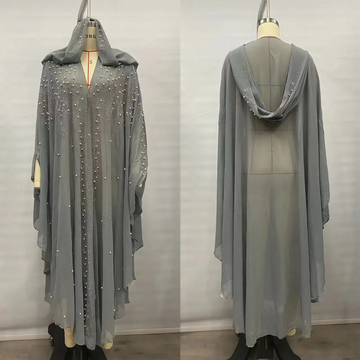 Sparkly Thin Hooded Cloak Cape Dress Stage Performer Cover Up