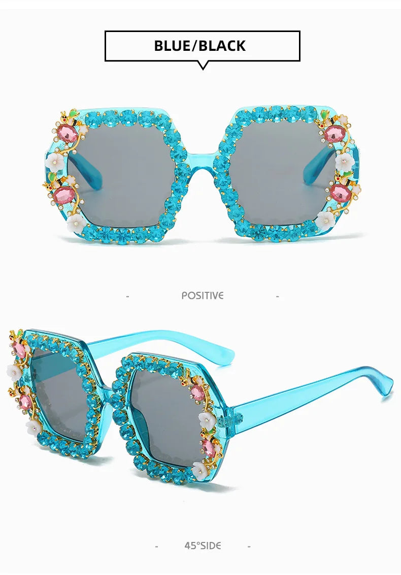 Gilly's Rhinestone Sparkling Square Frame Sunglasses Funglasses