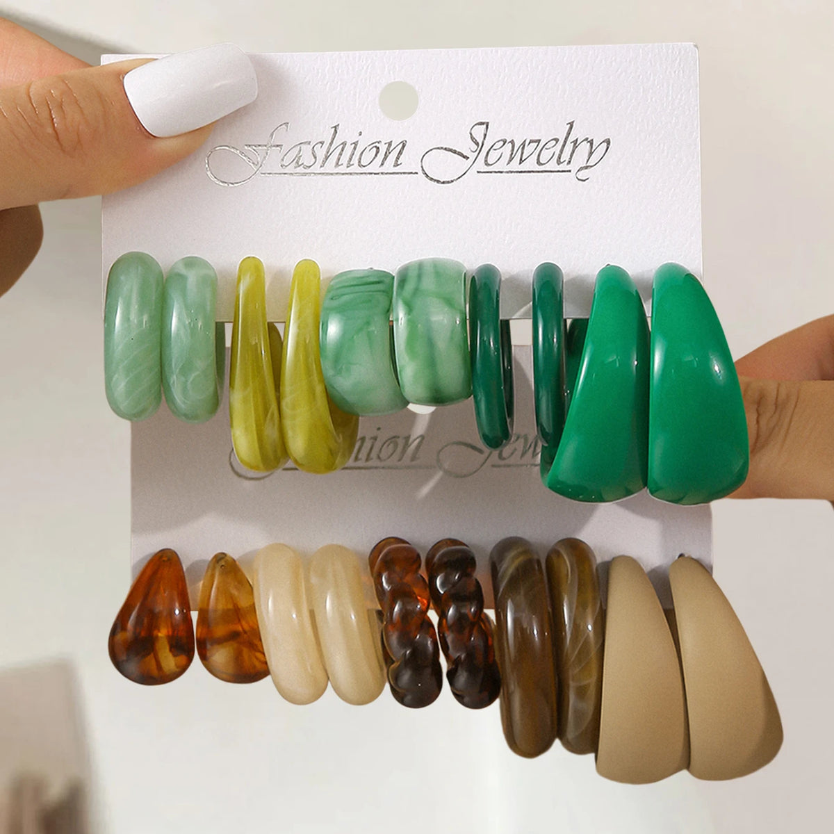 Sets of Vintage Style Multi-colour Hoop Earrings Set Water Drop C-shaped Designs