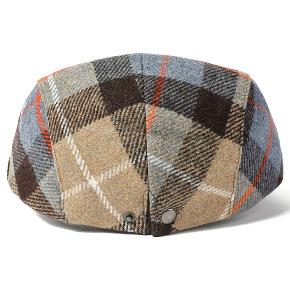 Winter Wool Plaid Cabbie Beret Caps