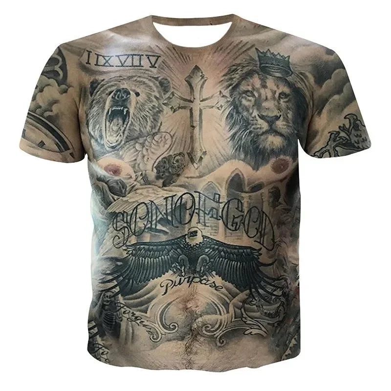 Muscle Tattoo and the Hulk Funny Tough Guy Summer Men's Short Sleeve T-shirt