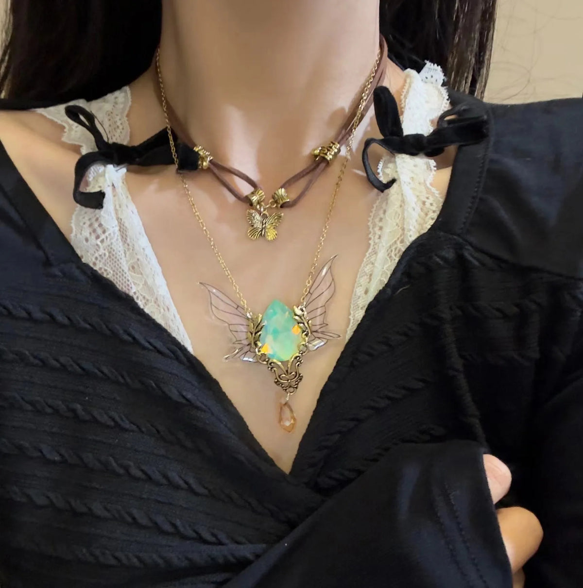 Elven Amulet Butterfly Choker Necklace