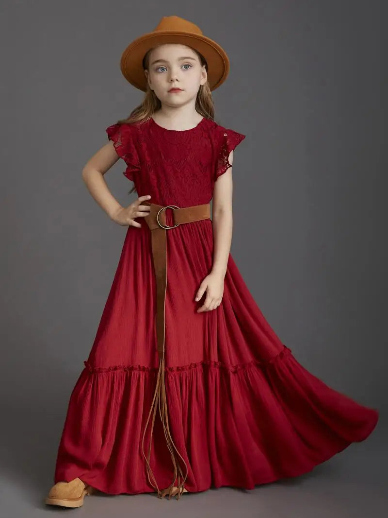 Flower Girls Lace Maxi Photo Shoot Dress