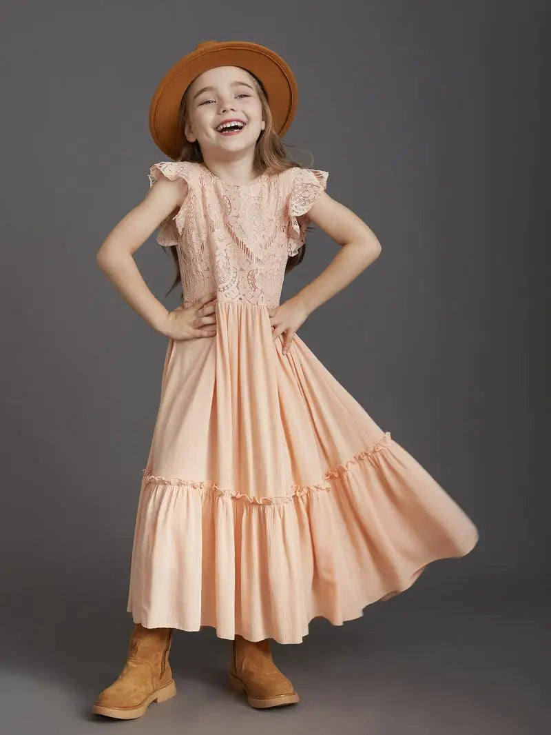 Flower Girls Lace Maxi Photo Shoot Dress