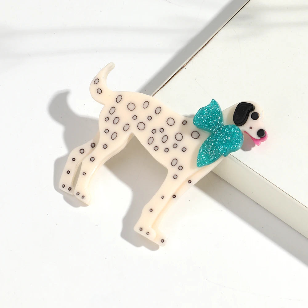 Acrylic Brooch Dalmatian Dog with Rainbow Wellingtons