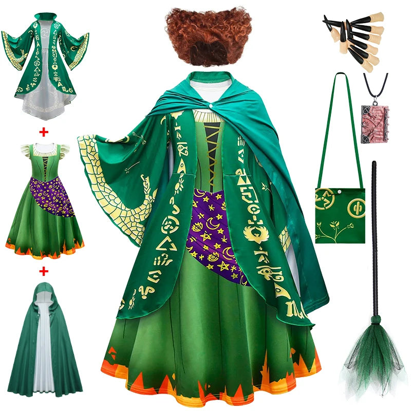 Hocus Pocus 2 Halloween Costume Child Sanderson Sisters Party Dresses Winifred Witch Costumes Children