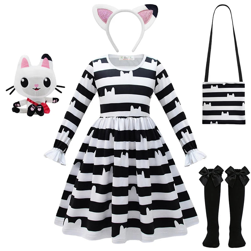 Cat Gabby Doll Striped Fancy Dress Halloween Cosplay Book Week Children's Costume