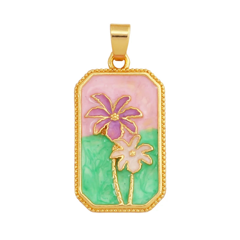 Enamel Heart Flower Dolphin Charm Pendants 18K Gold Plated DIY Bracelets Necklaces Jewellery Making Supplies